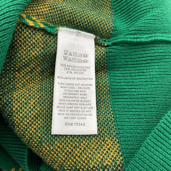 Rachel Zoe Long Sleeve Green Yellow Black Plaid Sweater Jeweled Neckline XL NWT - Picture 7 of 8